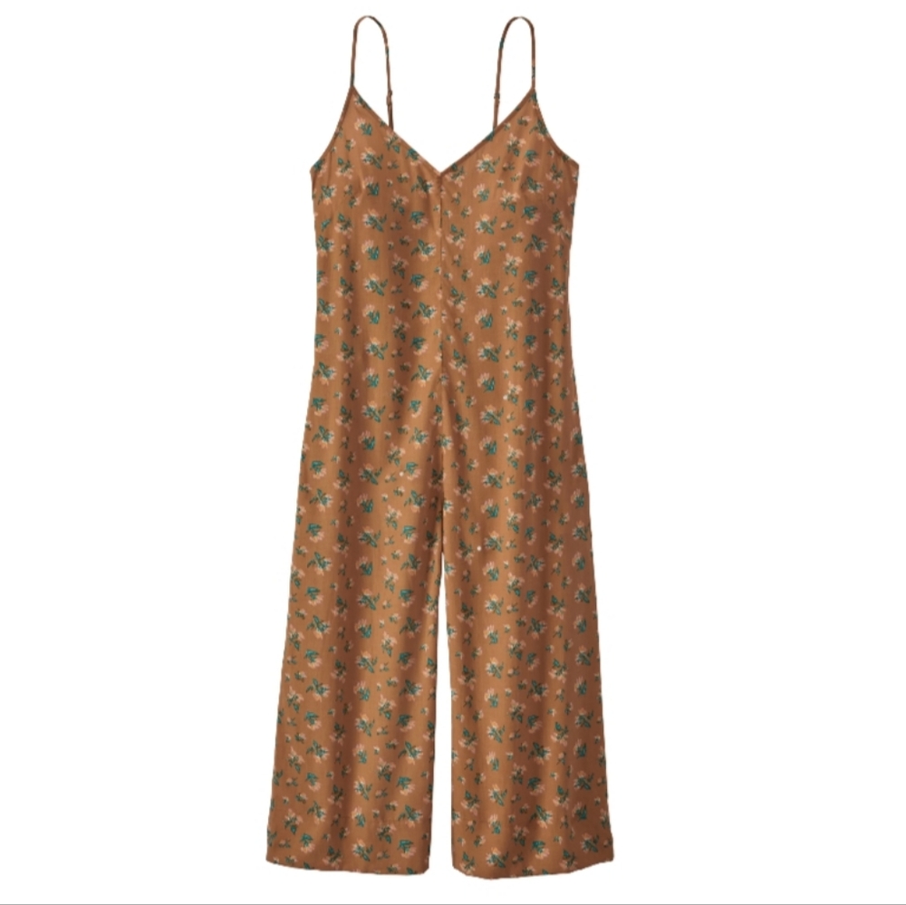 Patagonia Women's Jumpsuit - Brown with Floral Pattern